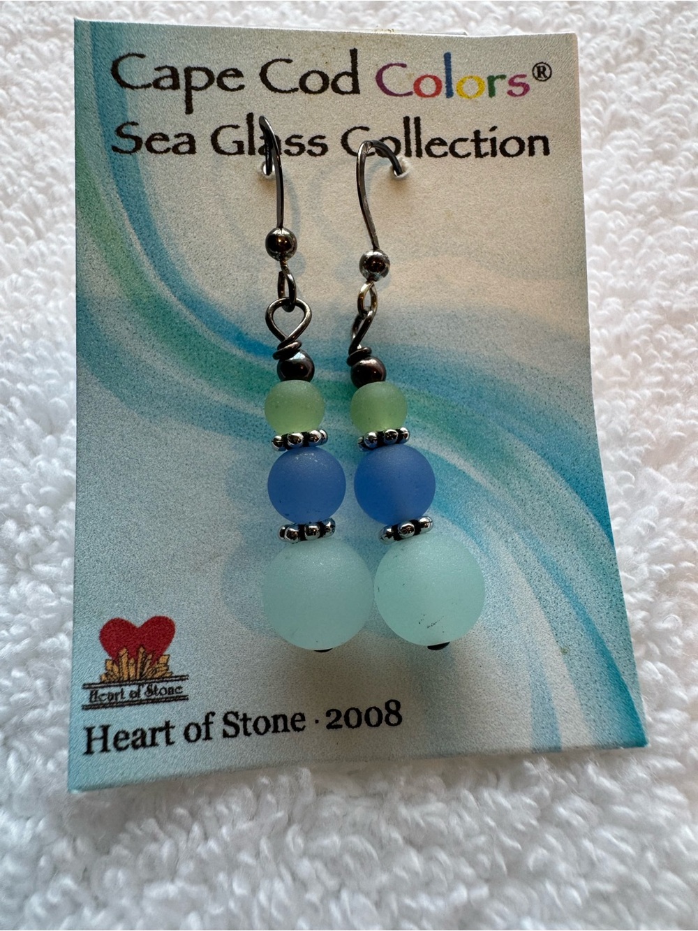 Sea Glass Drop Earrings in Blue and Seafoam - NEW